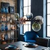 Chehalis Hanglamp, Kogellampje, Hanglamp Blauw, Chroom, Groen, Duidelijk, Koperkleurig, Rookkleurig, 8-lichts