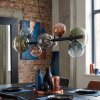 Chehalis Hanglamp, Kogellampje, Hanglamp Blauw, Chroom, Groen, Duidelijk, Koperkleurig, Rookkleurig, 8-lichts