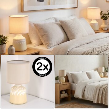 Mirvel Tafellamp Cream, Wit, 1-licht