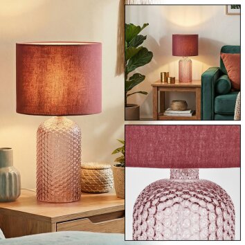 Fonil Tafellamp Roze, Transparant, Helder, 1-licht