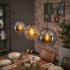 Koyoto Hanglamp, Kogellampje, Hanglamp Amber, Chroom, Rookkleurig, 3-lichts