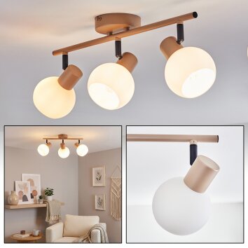 Lumox Plafondlamp, Plafondspot Beige, Zwart, 3-lichts