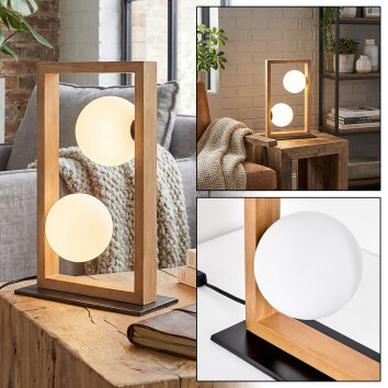 Zanin Kogellampje, Tafellamp Natuurlijke kleuren, Zwart, 2-lichts