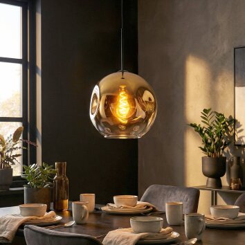 Ripoll Hanglamp, Kogellampje, Hanglamp Goud, Duidelijk, 1-licht