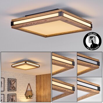 Lucera Plafondlamp, Paneel LED houtlook, Zwart, 1-licht