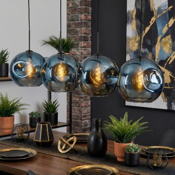 Ripoll Hanglamp, Kogellampje, Hanglamp Blauw, 4-lichts