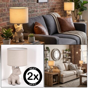 Harol Tafellamp Chroom, Zandkleurig, 1-licht