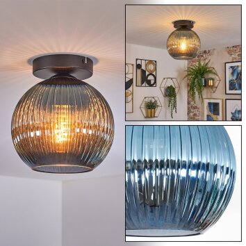 Koyoto Plafondlamp, Kogellampje 20 cm Blauw, 1-licht