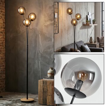 Jomin Kogellampje, Staande lamp Natuurlijke kleuren, Zwart, 3-lichts