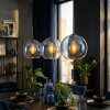 Koyoto Hanglamp, Kogellampje, Hanglamp Blauw, Duidelijk, 3-lichts