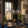 Koyoto Hanglamp, Kogellampje, Hanglamp Blauw, Duidelijk, 3-lichts