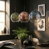 Koyoto Hanglamp, Kogellampje, Hanglamp Blauw, Groen, Duidelijk, Koperkleurig, 3-lichts