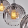 Koyoto Hanglamp, Kogellampje, Hanglamp Duidelijk, Rookkleurig, 3-lichts