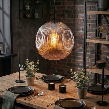 Ripoll Hanglamp, Kogellampje, Hanglamp Chroom, Rookkleurig, 1-licht