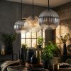Koyoto Hanglamp, Kogellampje, Hanglamp Amber, Duidelijk, Rookkleurig, 3-lichts