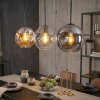 Ripoll Hanglamp, Kogellampje, Hanglamp Amber, Duidelijk, Rookkleurig, 3-lichts