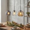 Koyoto Hanglamp, Kogellampje, Hanglamp Amber, Duidelijk, Rookkleurig, 3-lichts