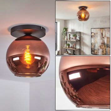 Koyoto Plafondlamp, Kogellampje 25 cm Koperkleurig, 1-licht