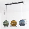 Koyoto Hanglamp, Kogellampje, Hanglamp 30 cm Blauw, Goud, Groen, 3-lichts