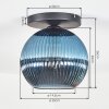 Koyoto Plafondlamp, Kogellampje 25 cm Blauw, 1-licht