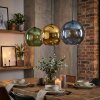 Koyoto Hanglamp, Kogellampje, Hanglamp 30 cm Blauw, Goud, Groen, 3-lichts