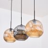 Ripoll Hanglamp, Kogellampje, Hanglamp Amber, Rookkleurig, 3-lichts