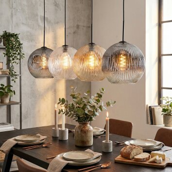 Ripoll Hanglamp, Kogellampje, Hanglamp Amber, Duidelijk, Rookkleurig, 4-lichts