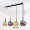 Ripoll Hanglamp, Kogellampje, Hanglamp Amber, Rookkleurig, 4-lichts