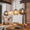 Ripoll Hanglamp, Kogellampje, Hanglamp Amber, Duidelijk, Rookkleurig, 4-lichts