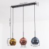 Koyoto Hanglamp, Kogellampje, Hanglamp Blauw, Goud, Koperkleurig, 3-lichts