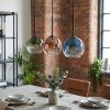Koyoto Hanglamp, Kogellampje, Hanglamp Blauw, Groen, Duidelijk, Koperkleurig, 3-lichts
