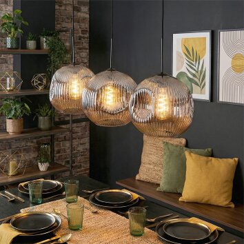 Ripoll Hanglamp, Kogellampje, Hanglamp Rookkleurig, 3-lichts