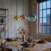 Koyoto Hanglamp, Kogellampje, Hanglamp Blauw, Goud, Duidelijk, Koperkleurig, 3-lichts