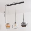 Ripoll Hanglamp, Kogellampje, Hanglamp Amber, Duidelijk, Rookkleurig, 3-lichts