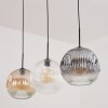 Ripoll Hanglamp, Kogellampje, Hanglamp Amber, Duidelijk, Rookkleurig, 3-lichts