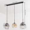 Ripoll Hanglamp, Kogellampje, Hanglamp Amber, Duidelijk, Rookkleurig, 3-lichts