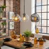Koyoto Hanglamp, Kogellampje, Hanglamp Amber, Chroom, Duidelijk, Rookkleurig, 3-lichts
