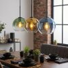 Koyoto Hanglamp, Kogellampje, Hanglamp Blauw, Goud, Groen, Duidelijk, 3-lichts