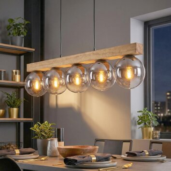 Gastor Hanglamp, Kogellampje, Hanglamp Natuurlijke kleuren, Zwart, 5-lichts