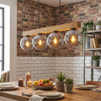 Gastor Hanglamp, Kogellampje, Hanglamp Natuurlijke kleuren, Zwart, 4-lichts