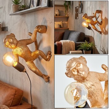 Leonix Wandlamp Goud, Zwart, 1-licht