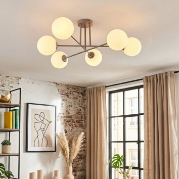 Gastor Plafondlamp, Kogellampje 80 cm Zandkleurig, 6-lichts