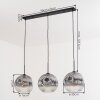 Ripoll Hanglamp, Kogellampje, Hanglamp Duidelijk, Rookkleurig, 3-lichts