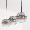 Ripoll Hanglamp, Kogellampje, Hanglamp Duidelijk, Rookkleurig, 3-lichts