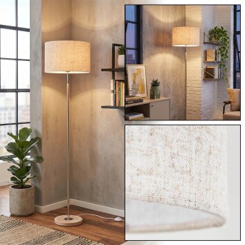 Ganik Staande lamp Chroom, Zandkleurig, 1-licht