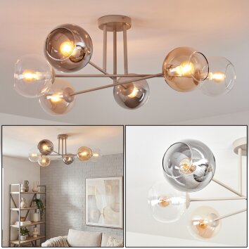 Koyoto Plafondlamp, Kogellampje 78 cm Zandkleurig, 6-lichts