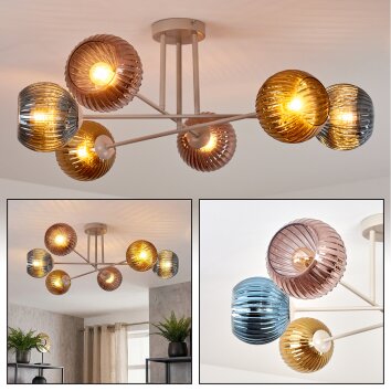 Koyoto Plafondlamp, Kogellampje 78 cm Zandkleurig, 6-lichts