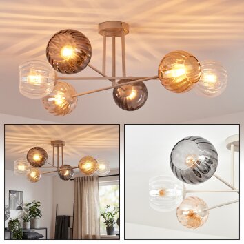 Koyoto Plafondlamp, Kogellampje 78 cm Zandkleurig, 6-lichts