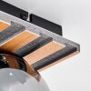 Rafon Plafondlamp, Kogellampje houtlook, Zwart, 2-lichts