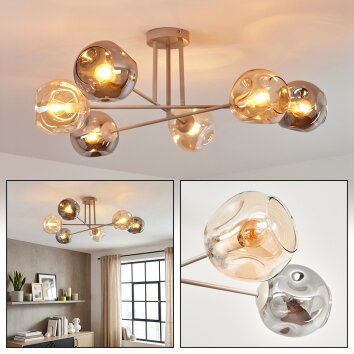 Ripoll Plafondlamp, Kogellampje Zandkleurig, 6-lichts